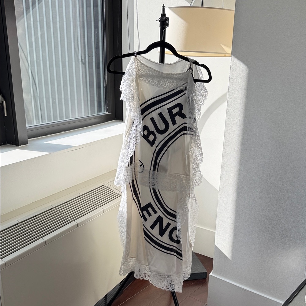 Burberry Ivory Dress with Lace Overlay